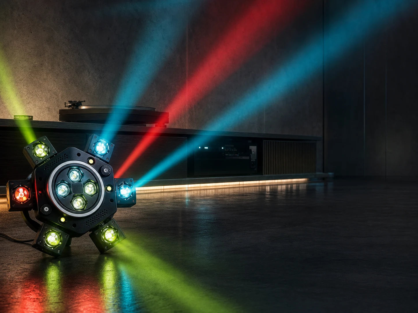 540 degree spotlight illuminating a listening room