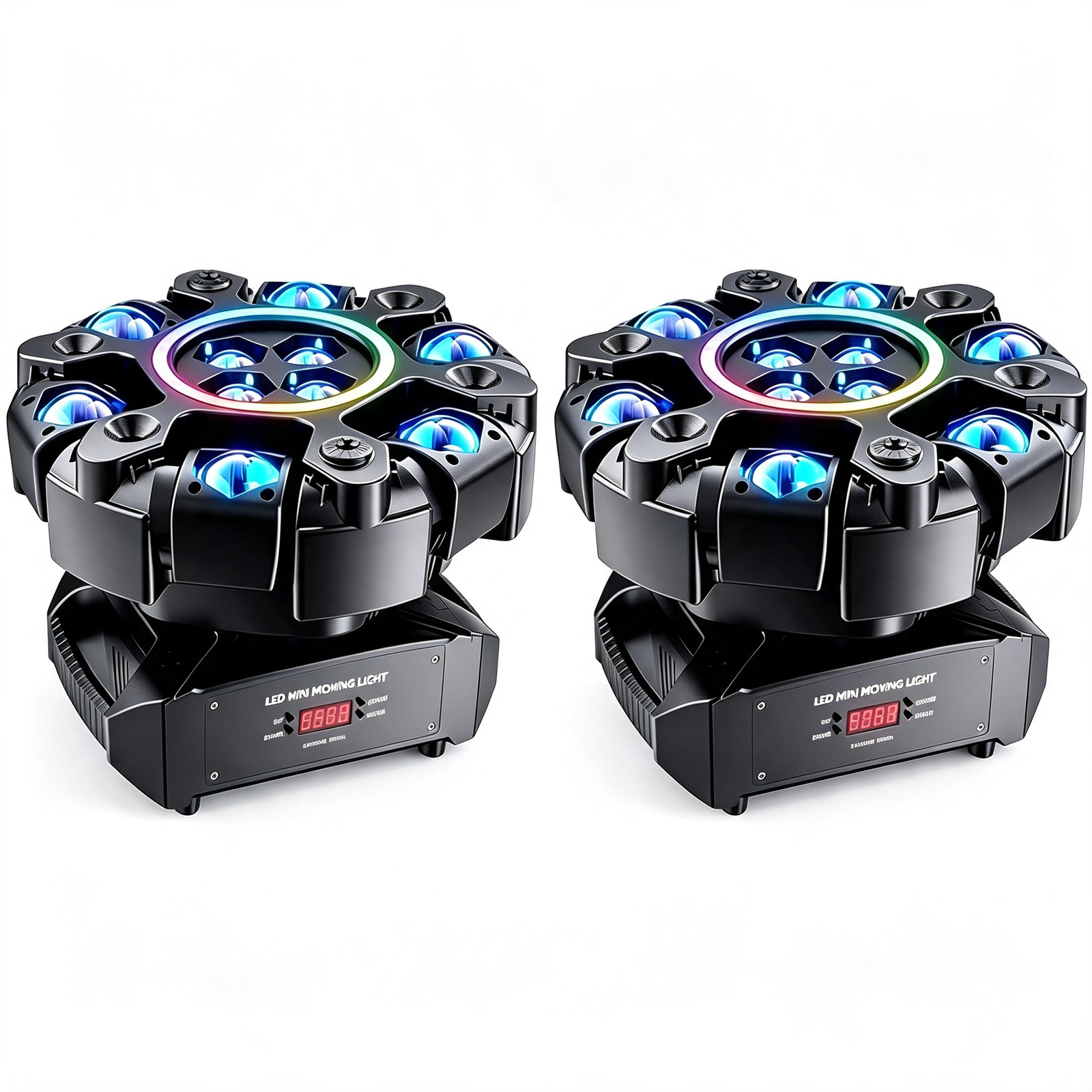 Two 360 degree rotating DJ spotlights
